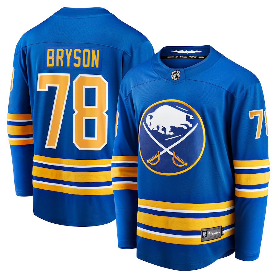 Men Buffalo Sabres #78 Jacob Bryson Fanatics Branded Royal Home Breakaway Player NHL Jersey